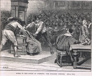 Scène à la Chambre des communes : le président contraint 1630