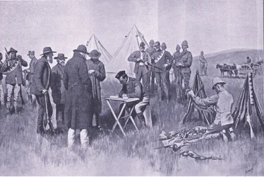 Prêter serment de neutralité, illustration de Après Pretoria : La guerre de guérilla, 1902