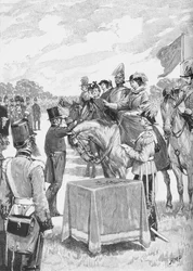 La reine présidant à la première distribution de la Croix de Victoria, vers 1890