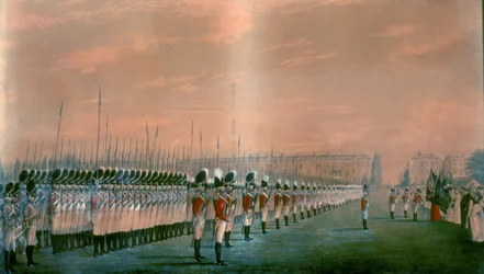 Présentation des couleurs au deuxième régiment des volontaires royaux des Indes orientales au Lord
