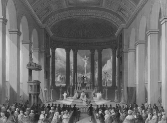 Célébration de la messe de Noël, chapelle catholique romaine, Moorfields, Londres