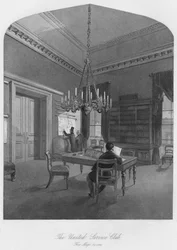 Le United Service Club. La salle des cartes, vers 1841