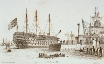 Esquisses de navires dans le port de Portsmouth