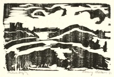 Paysage avec collines