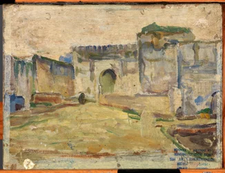 Scène de rue, Tanger (Architecture crénelée)