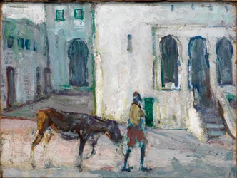 Scène de rue, Tanger (homme menant un veau)