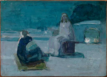 Étude sur le Christ et Nicodème sur un toit