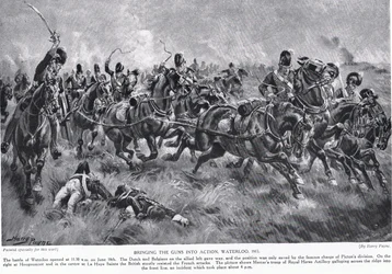 Mise en action des canons, Waterloo, illustration de 