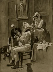 Préparatifs pour la parade, 1799, illustration tirée de « Hutchinson