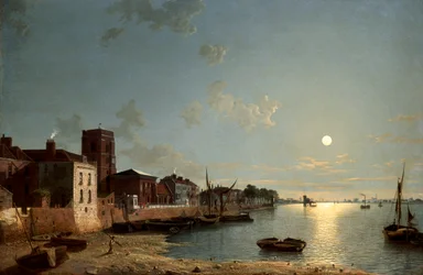 Cheyne Walk à Chelsea, au clair de lune, vers 1850