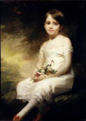 Portrait de Nancy Graham ou petite fille tenant des fleurs