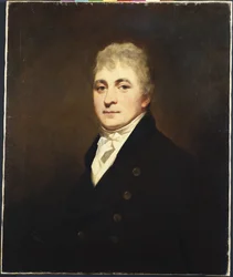 Portrait de Thomas Bissland, mi-longueur, portant un manteau noir et une cravate blanche
