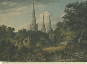 Cathédrale de Lichfield - Vue Nord-Est: aquarelle, 1797
