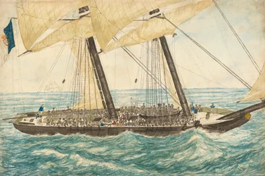 Le négrier portugais Diligenté capturé par le sloop H.M. Pearl avec 600 esclaves à bord