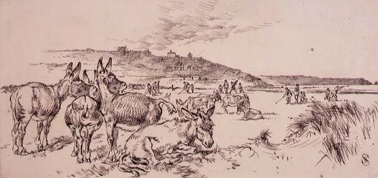 Ânes sur le parcours de golf, illustration du magazine 