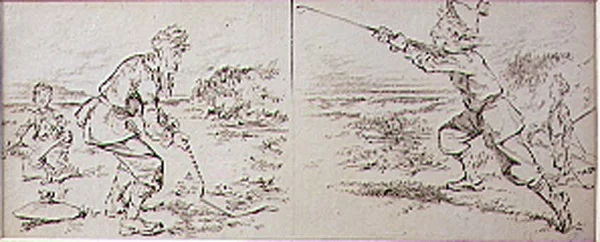 Le golfeur dérangé par une rafale de vent, illustration du magazine 