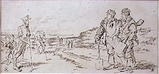 Les ouvriers de la route dérangés par les golfeurs, illustration du magazine 