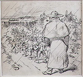 Les écoliers golfeurs sous la pluie, illustration du magazine 