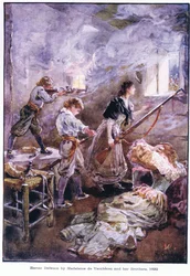 Défense héroïque par Madeleine de Verchères et ses frères 1692, vers 1920