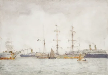 Navires dans le port, c.1919
