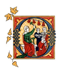 Lettre initiale O, 14ème siècle, 1843