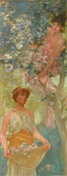 Parmi les fleurs, milieu des années 1880