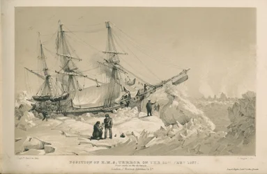 Position du H.M.S. Terror le 22 février 1937 : fumée de gel au loin
