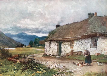 Une ferme près du Loch Etive, Argyllshire (lithographie couleur)