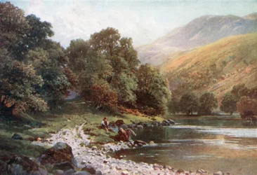 Sous les pentes du Ben Ledi, près de Callander, Perthshire (lithographie couleur)