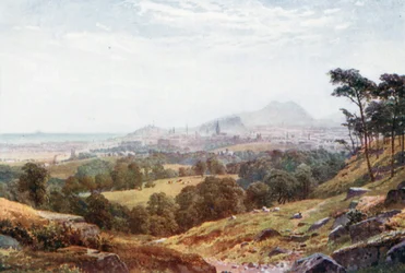 Édimbourg de "Rest and be Thankful" (lithographie couleur)