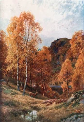 Automne doré, les Trossachs, Perthshire (lithographie couleur)