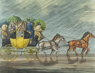 Un carrosse de bain, aquatinte par George Hunt (fl.1820-40) publié en 1820