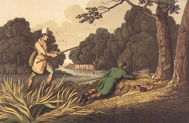Pêche au brochet, aquatinte par I. Clark, pub. par Thomas McLean
