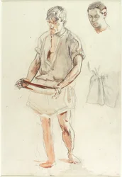 Homme debout : études de tête et de chemise