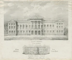 Stoke-upon-Trent - Nouveau marché et hôtel de ville prévu : lithographie