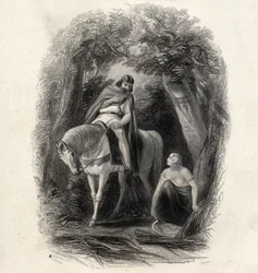 Roi Cormac (d.1138) et la Belle Eithne, gravé par J.Rogers, de 