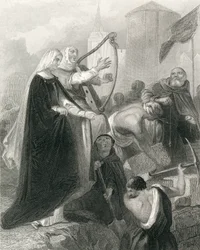 La construction des murs de New Ross, comté de Wexford, Irlande en 1798, de 