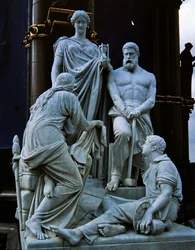Manufactures, groupe sculptural du Mémorial Albert, achevé en 1876