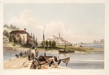 Fontarabie, avec le couvent et le pont de Capuchinos, tiré des Esquisses de paysages dans les provinces basques d