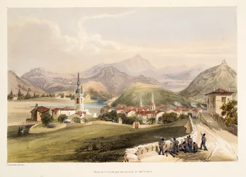 Irun, avec le mont San Marcial et le pont de Capuchinos, tiré des Esquisses de paysages dans les provinces basques d