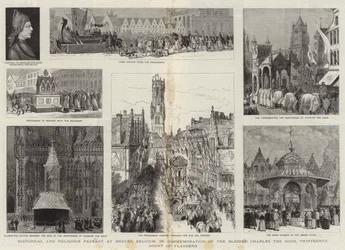 Pageant Historique et Religieux à Bruges, Belgique, en Commémoration du Bienheureux Charles le Bon, Treizième Comte de Flandre
