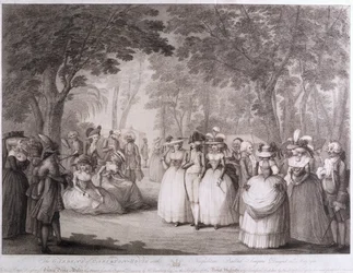 Les jardins de Carlton House avec des chanteurs napolitains, gravé par William Dickinson, 1784
