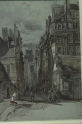 Scène de rue, vieux Paris