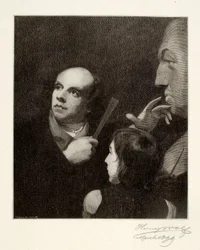 John Flaxman modelant le buste de William Hayley