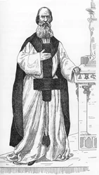 Portrait de Pierre Eugène Vintras (1807-1875) (Pierre-Michel-Élie), ouvrier prétendant être la réincarnation du prophète Élie. Dessin de Henry de Malvost tiré de « Satanisme et magie » de Jules Bois, 1895. Collection particulière