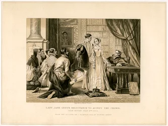 La réticence de Lady Jane Grey à accepter la couronne, XIXe siècle