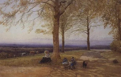 Mère et enfant dans le paysage