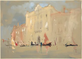 Gondoles devant un palais sur le Grand Canal à Venise