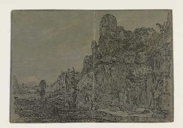 Paysage avec une falaise escarpée, petite version