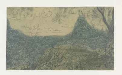 Paysage de montagne avec une crête, première version